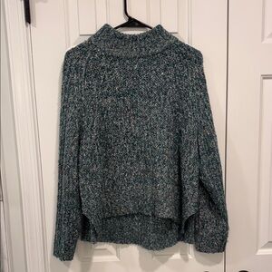 Silence + Noise Speckled Blue Cowl Neck Sweater